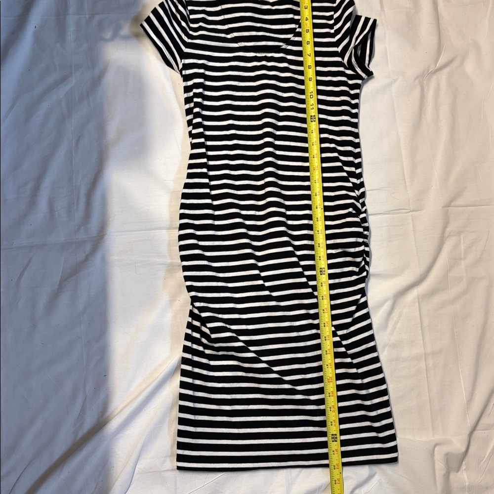 Old Navy Black and White Striped Fitted Maternity Dress. - Picture 5 of 7